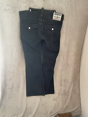 True Religion Black Jeans 38 Bootcut Flare Mens Actual 40x34  Flap Pocket Skate • $35.33