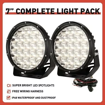 NEW DESIGN 7inch Pair Round LED Driving Lights Spot Black Truck Offroad SUV 4X4 • $89.88