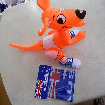 $10 • Buy Inflatable Kangaroo With Set 2 Australian Flag Inflatable Boom Sticks 