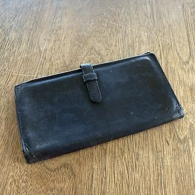 Vintage Coach Black Leather Bifold Checkbook Holder Card Wallet  • $16