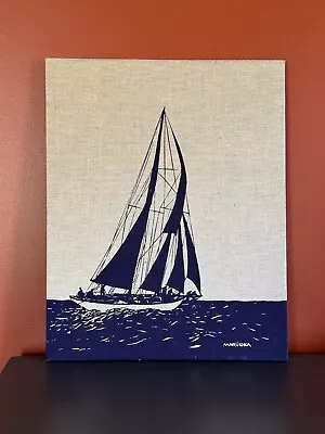 Vintage Marushka Canvas Picture Frame Sailboat 21 X 16 Inches BOAT 1979 • $79.99