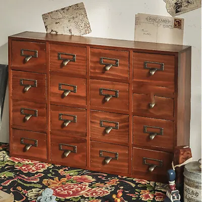 16 Drawer Vintage Chest Of Drawer Trinket Cabinet Wood Desktop Storage Box Shelf • £30.94