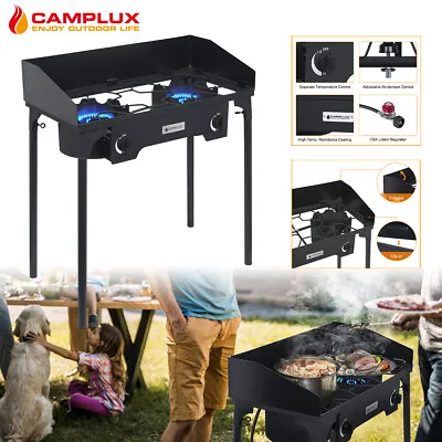 CAMPLUX Portable Camping Stove 2 Burner 260000 BT Gas Cooker Outdoor Cooking RV • $149.99