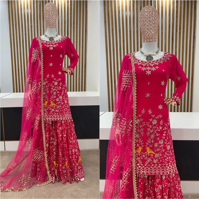 £55.19 • Buy Salwar Kameez Wedding Pink Designer Suit Traditional Ethnic Indian Kurti Sharara