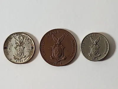 3 Philippines USA Silver Coins 1945 (5) Centavos 1944 (20) 1944 (1) • $6.99