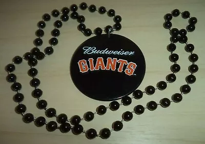 San Francisco Giants Budweiser Black Bead Necklace W/ 2.5-Inch Plastic Medallion • $9.99