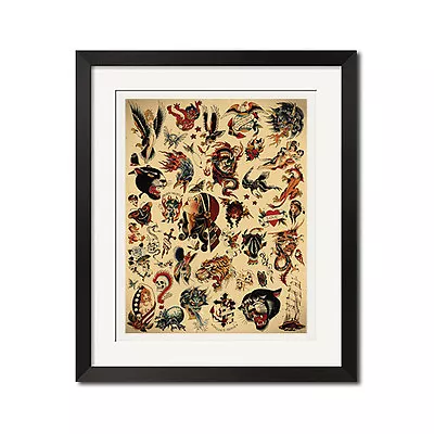 17x22 Sailor Jerry X Ed Hardy Old School Vintage Tattoo Flash #2 Poster 0432 • $59.99