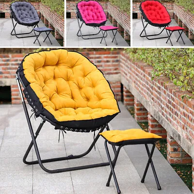 £89.95 • Buy Lazy Sofa Folding Chesterfield Fabric Soft Leisure Chair Balcony Office W/Stool
