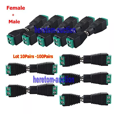 Lot DC Power Male+Female 5.5 X 2.5mm Jack Adapter Cable Plug Connector For CCTV • $15.89