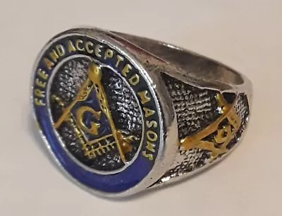 Vintage Silver Mason Ring Size 10 Master Mason Square  Compass Freemason  • $6.99