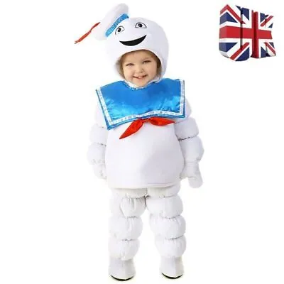 Kids Ghostbusters Stay Puft Costume Marshmallow Man Baby Toddler Halloween Suit • £15.99