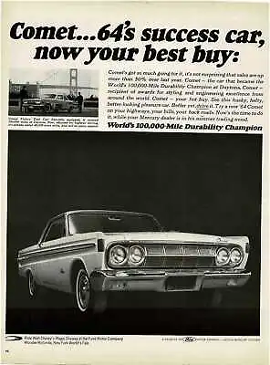 1964 MERCURY Comet White 2-door Coupe Vintage Print Ad 2 • $8.95