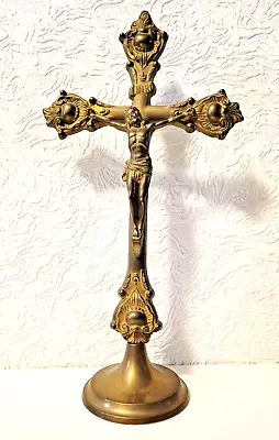 Vintage Brass Jesus Standing Crucifix • $19.95