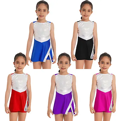 Kid Girls Cheer Leader Dance Dress Costumes Uniform Children Sports Dress Shorts • £21.19