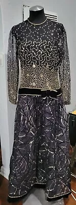 Vtg RARE MIGNON ANNE MARIE GABALIS New York Sequin Evening Dress Gown Sz 10/12 • $119.99