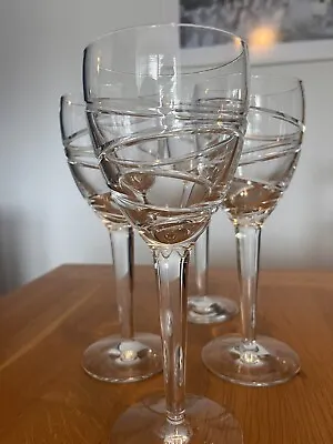 4 X Jasper Conran Stuart Crystal Large Wine Glass Aura Design 23 Cm / 9  Tall • £240