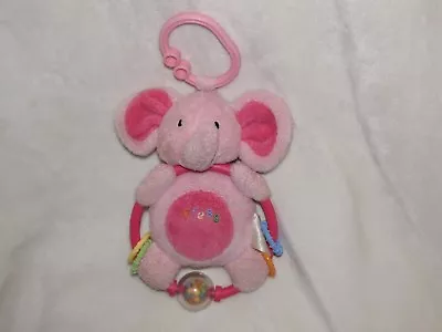 Prestige Stuffed Plush Pink Elephant Press Circle Ring Rattle Musical Light Up • $18.99