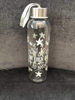 £8 • Buy Glass Portable Water Bottle With Carry Strap 