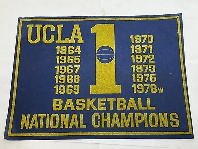 Vintage UCLA Bruins Basketball National Champions Felt Banner 14.5  X 11  • $19.99