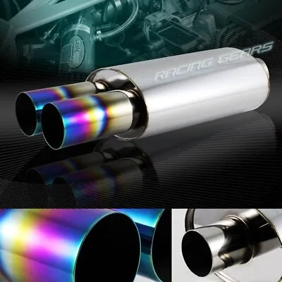 3  Dual Rainbow Burnt Flat Tip T-304 Stainless Steel 3  Inlet Exhaust Muffler • $48.95