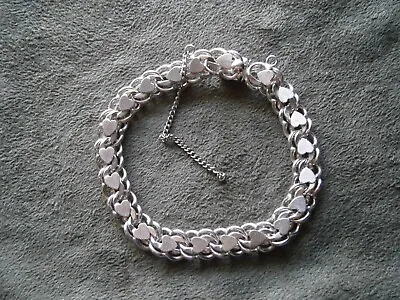 Unusual Double Link Heart Vintage Sterling Silver Bracelet 7.5  / 19 Cm ~ 22.8g • $32.50