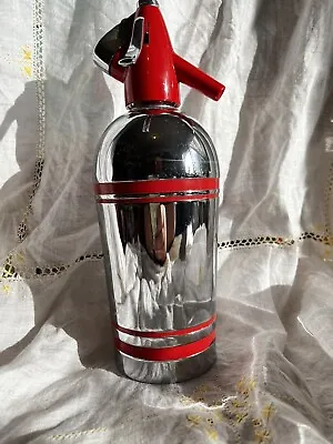 VINTAGE Sparklets Soda Water Syphon - Made In England - Chrome  & Red • $28