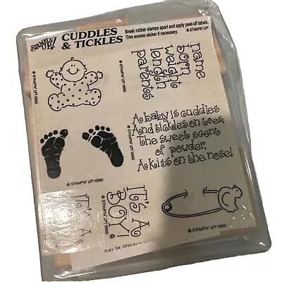 Stampin' Up! Cuddles & Tickles New Vintage 1996 Set Of 7 Wood Mount Stamps BABY • $25