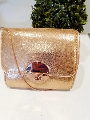 $34.95 • Buy Bnwt Mimco Gold Sqaure Tux Leather Turn Lock Cross Body Bag Shoulder Bag Clutch
