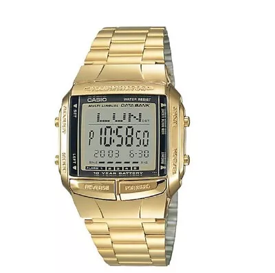 Casio DB-360G-9A Data Bank Gold Tone Stainless Steel Band Mens Watch DB360G9A • $77.99