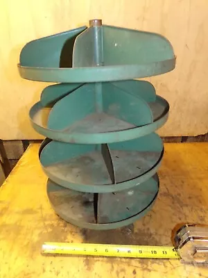 Vintage 4 Tier Metal Industrial Green Rotating Parts Organizer • $99.99