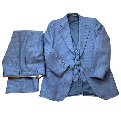 VTG 70s Giorgio Marini Italy  Suit Gray Blazer Jacket Pant Vest Men's Pure Wool • $125