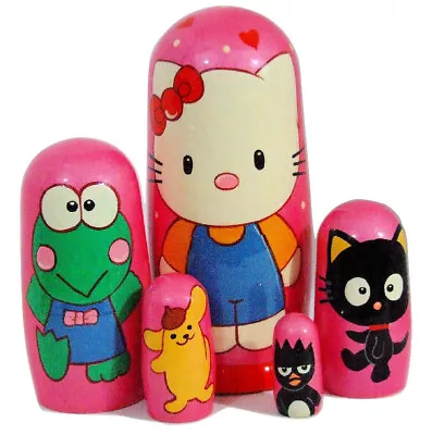 5pcs Hand Painted Russian Nesting Doll Of Hello Kitty Characters Large • $75.34