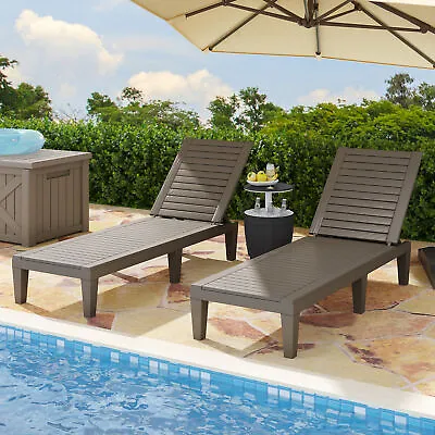 Outdoor Chaise Lounge Chair Adjustable Patio Reclining Bench Loungers Set Of 2 • $131.27