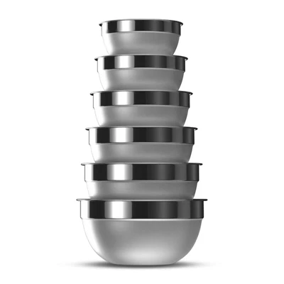 £30.99 • Buy Set Of 6 Mixing Bowls Set Stainless Steel Nesting Bowl  Matte And Mirror Finish