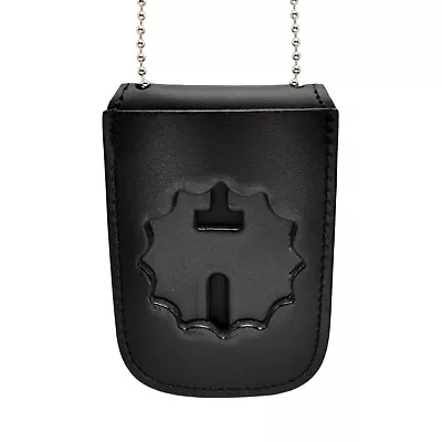 $23.19 • Buy NY Police Lieutenant Style Corrections Neck Badge ID Holder Chain Leather