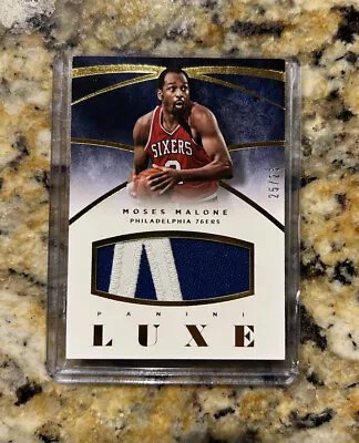 $225 • Buy Moses Malone Patch Relic /25 LUXE Lettering Numbering 2014 Philadelphia 76ers