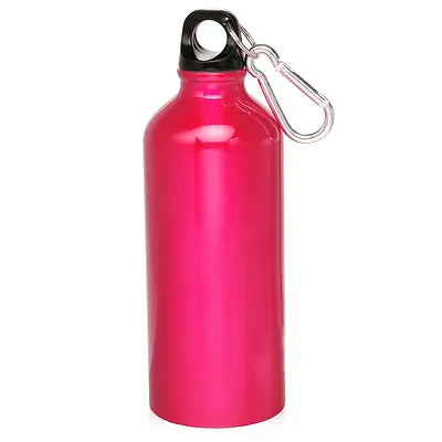 Hot Pink Aluminum Metal Sports Water Bottle Canteen / Carabiner • $7.99