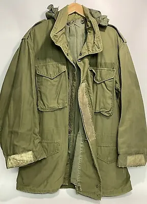 US Military Vietnam War M-65 Field Jacket OG-107 Large Long Sateen Vintage Worn • $135