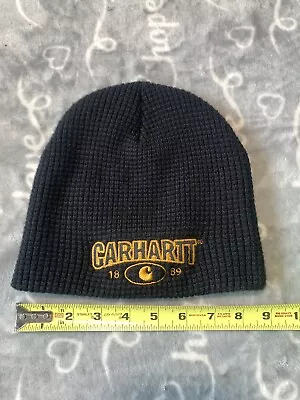 Carhatt Black Beanie Hat Mens Spell Out Embroidered Logo Fishermans Knits • $19.99