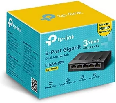 TP-Link 5-Port Gigabit Ethernet Switch Hub Network Splitter Desktop Wallmount UK • £14.66