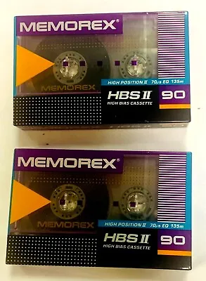 Memorex HBS II 90 High Bias Type II SEALED Blank Audio Cassette Tapes-  LOT Of 2 • $8.49