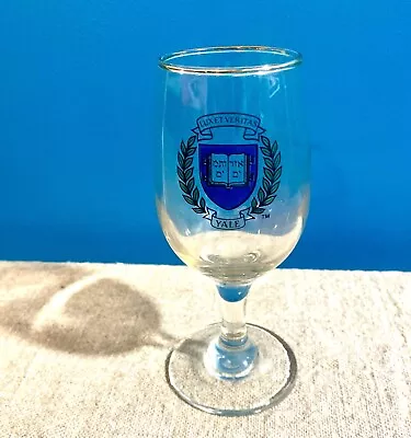 Vintage YALE  University WINE GLASS School Crest Lux Et Veritas 6.5  Tall • $16.95