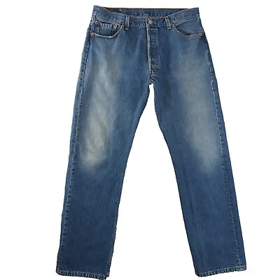 Vintage Levis 501 Jeans Men 36x32 Blue Denim Button Fly Y2K Wash Out Fade USA  • $28.35