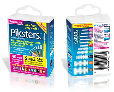 Piksters Interdental Dental Reusable Brushes - 40 Pack **All Sizes Available** • $19.99