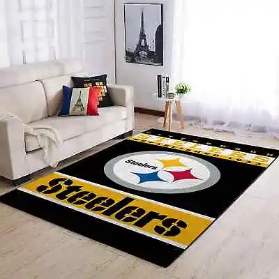 $19.94 • Buy Pittsburgh Steelers Anti-Skid Area Rugs Living Room Floor Mats Flannel Carpets