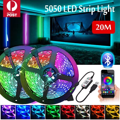 RGB LED Strip Lights IP65 Waterproof 5050 5M 10M 20M 300 LEDs USB Bluetooth OZ • $10.99