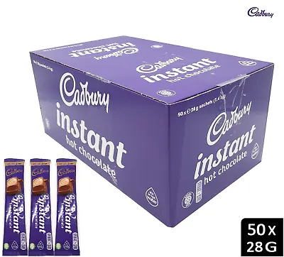 Cadbury Instant Hot Chocolate Single Sachets Cocoa Powder Drink 50x28g Full Box • £33.99