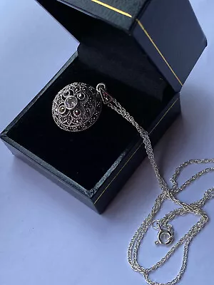 Vintage Locket Necklace 925 Silver Marcasite And Cubic Zirconia • $79