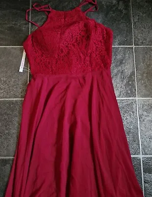 £17.99 • Buy JJ’s House A-Line Scoop Neck Floor-Length Chiffon Lace Bridesmaid Dress Size 12