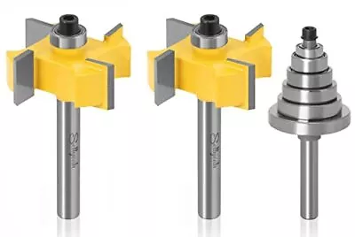 1/4 Inch Shank 4-Wing Rabbet Router Bit With 6 Bearings Set SellyOak Multi Ra... • $31.23